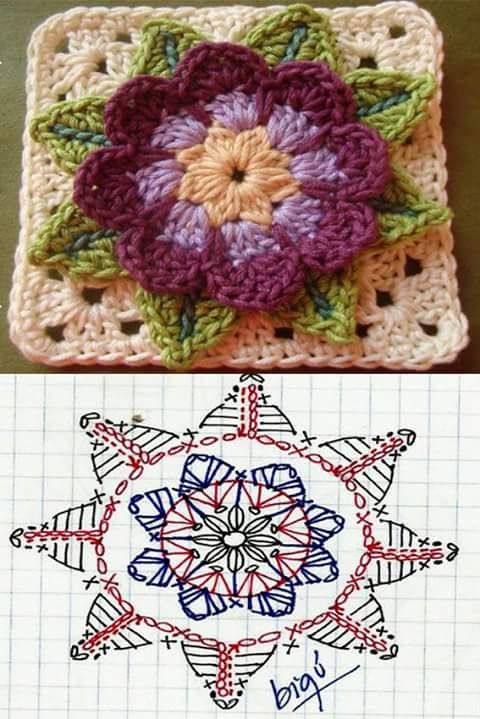 Free crochet flower granny square patterns