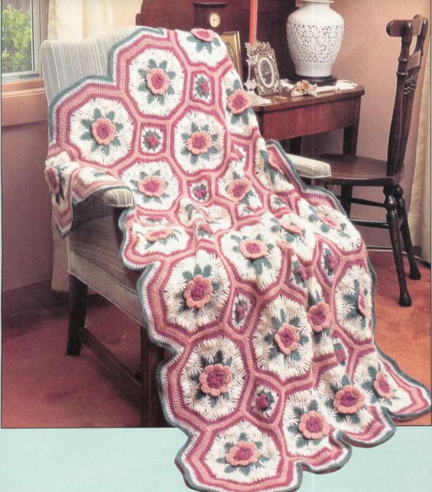 Octagons with Flowers Crochet Blanket Pattern