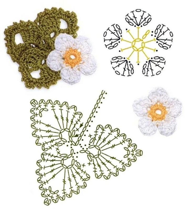 Free crochet flower and leaf
